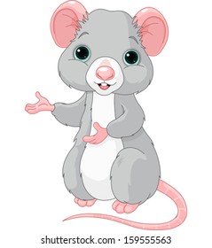 Cute cartoon rat is pointing