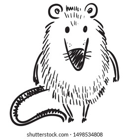 Cute cartoon rat. Sketch. Vector illustration