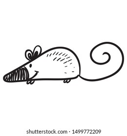 Cute Cartoon Rat Sketch Vector Illustration Stock Vector (Royalty Free ...