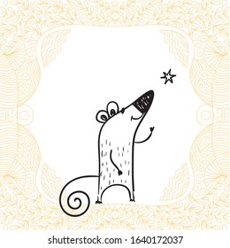 Cute cartoon rat. Vector illustration