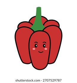 Cute Cartoon red Bell Pepper Character