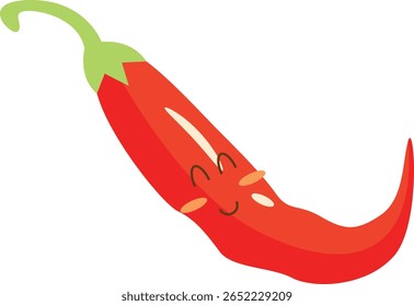 Cute Cartoon Red Chili Pepper Character Flat Illus Flat Illustrationtration