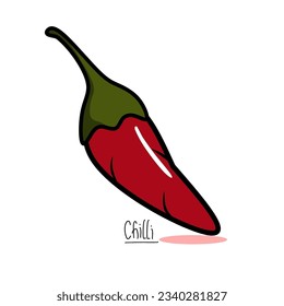 Cute cartoon red Chili vector illustration 