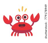 Cute cartoon red crab drawing. Funny smiling crab character vector illustration.