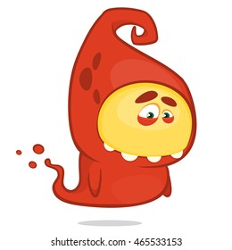 Cute cartoon red ghost . Vector Halloween monster character isolated 