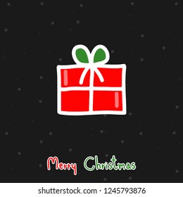 Cute cartoon Red Gift Box,Hand drawn,Vector,Illustrations,Doodle.