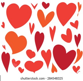 Cute cartoon red hearts