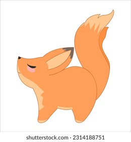 Cute cartoon red little fox cub, flat illustration design element