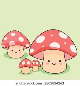 Cute cartoon red mushroom