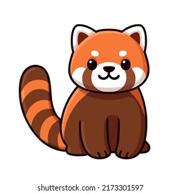 Cute cartoon red panda character drawing. Kawaii vector clip art  illustration.