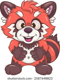 Cute cartoon Red Panda. Cute illustration of funny cartoon red panda. Unique design, children's mascot.