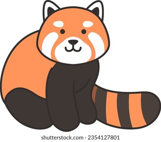 Cute cartoon red panda isolated on white background. Vector illustration.