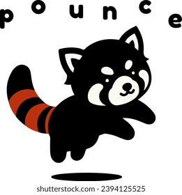 a cute cartoon red panda pouncing