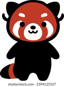 a cute cartoon red panda standing up