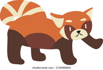 Cute Cartoon red panda, Vector illustration red panda on a white background. Drawing for children