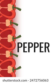 Cute cartoon red pepper frame. Vegetable pepper border