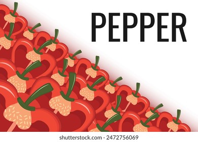 Cute cartoon red pepper frame. Vegetable pepper border