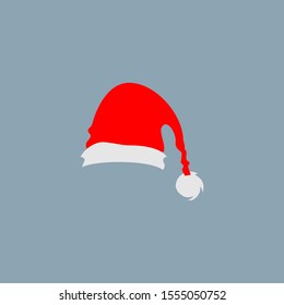 Cute cartoon red Santa's hat. Design element and Christmas attribute. Vector illustration. EPS10