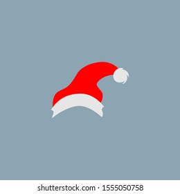 Cute cartoon red Santa's hat. Design element and Christmas attribute. Vector illustration. EPS10