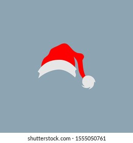 Cute cartoon red Santa's hat. Design element and Christmas attribute. Vector illustration. EPS10