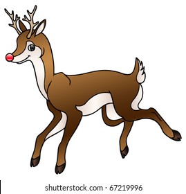 A Cute Cartoon Reindeer. Eps 8 Vector.