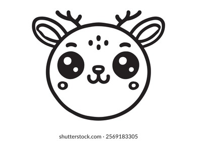 Cute cartoon reindeer face line art . This is a editable file .