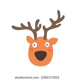 Cute cartoon reindeer. Vector illustration isolated on white background