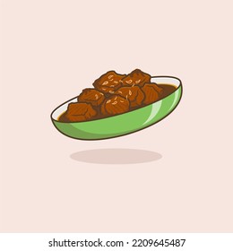 cute cartoon rendang. indonesian food