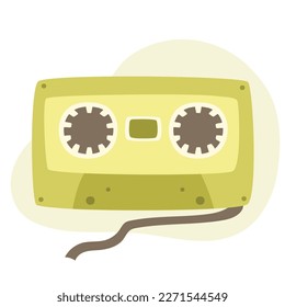 Cute Cartoon Retro-Kassette einzeln auf weiß. Nostalgisches Design der analogen Musiktechnologie