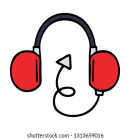 cute cartoon of a retro headphones