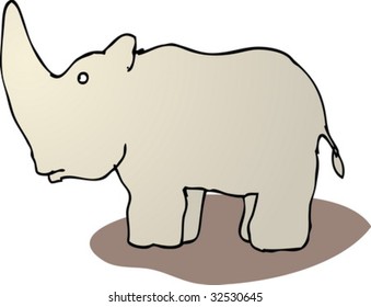 Cute cartoon rhinoceros standing, wild animal illustration vector