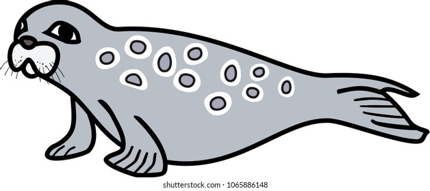 Cute cartoon Ringed seal on white background