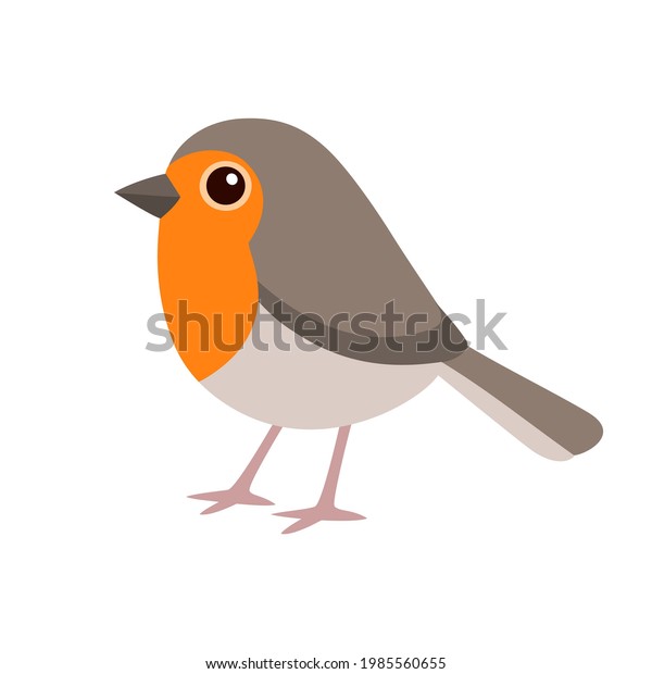 Vektor Stok Cute Cartoon Robin Bird Drawing Simple Tanpa Royalti 1985560655