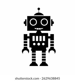 Cute cartoon robot with antennas and smile