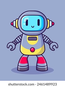 Cute cartoon robot. Artificial Intelligence. Robot assistant. Vector illustration.