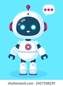 Netter Cartoon-Roboter-Assistent. Künstliche Intelligenz, Online-Support. Vektorillustration.