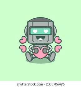 Cute Cartoon Robot Character Full Love Stock Vector (Royalty Free ...