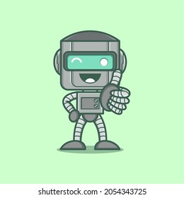 cute cartoon robot character giving a like sign. vector illustration for mascot logo or sticker