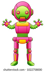 Cute cartoon robot character isolated on white background