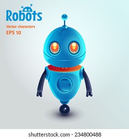 Cute Cartoon Robot Character. Vector Illustration.