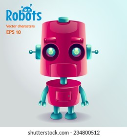 Cute cartoon robot character. Vector illustration.