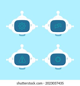 cute cartoon robot face avatar with icon vector illustration flat design 