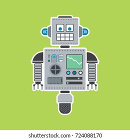 A cute cartoon robot illustrated in a flat vector style