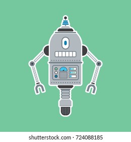 A cute cartoon robot illustrated in a flat vector style.