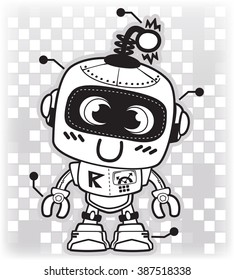 Cute cartoon robot illustration vector.