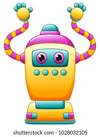 Cute cartoon robot isolated on white background
