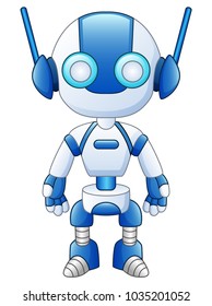 Cute cartoon robot isolated on white background