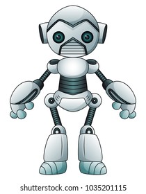 Cute cartoon robot isolated on white background