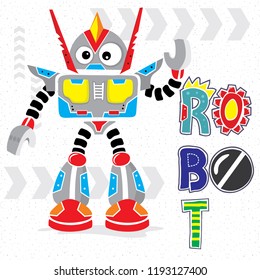 Cute cartoon robot isolated on white background illustration vector , T-Shirt design for kids