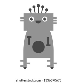 cute cartoon robot isolated on white background. vector image.